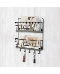 Spectrum Vintage-like Living Wall Mount 2-Tier Letter Holder Key Rack
