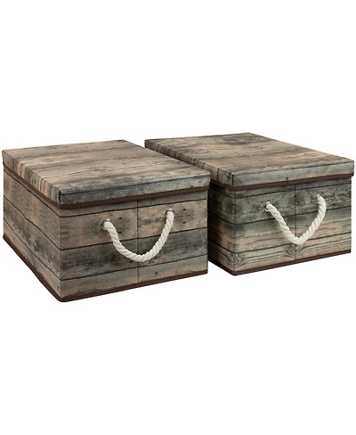 Sorbus 2-Pack Rustic Wood Pattern Storage Box Set