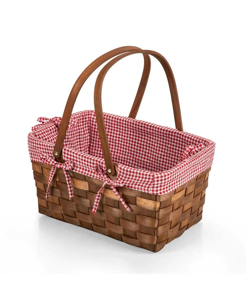 Picnic Time Kansas Handwoven Wood Picnic Basket