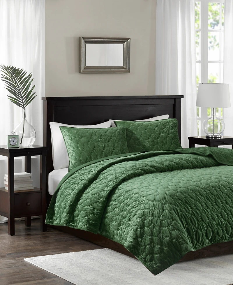 Madison Park Harper Quilted Velvet 3-Pc. Quilt Set, Full/Queen