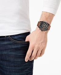 Diesel Men's Only The Brave Brown Leather Strap Watch 51x59mm