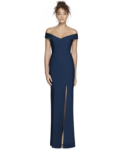 Womens Off-the-Shoulder Criss Cross Back Trumpet Gown