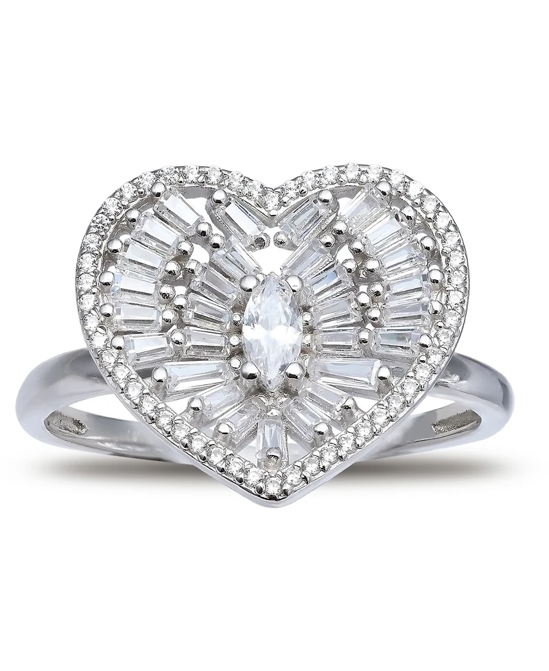 Giani Bernini Cubic Zirconia Baguette Heart Statement Ring Sterling Silver, Created for Macy's