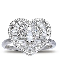 Giani Bernini Cubic Zirconia Baguette Heart Statement Ring Sterling Silver, Created for Macy's