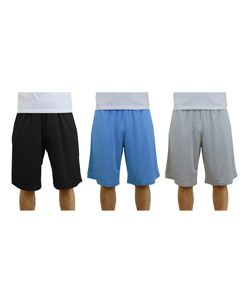 Galaxy By Harvic Men's 3-Pack Moisture-Wicking Active Mesh Shorts