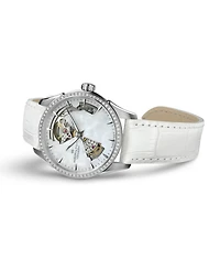 Hamilton Women's Swiss Automatic Jazzmaster Open Heart Diamond 1/3 ct. t.w. White Leather Strap Watch 36mm