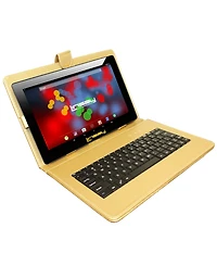 Linsay New 10.1" Tablet Octa Core 128GB Bundle with Exclusive Luxury Gold Keyboard and Newest Android 13
