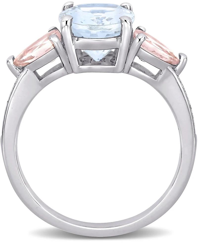 Macy's Aquamarine (2-1/5 ct. t.w.), Morganite (4/5 t.w.) & Diamond Accent Ring Sterling Silver
