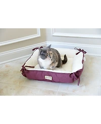Armarkat 2-In-1 Cat Pet Bed & Fleece Cat Mat, Burgundy/Ivory - Extra Thick Poly Fill, Machine Washable