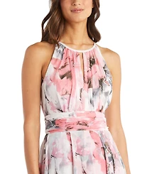 R & M Richards Petite Keyhole Halter Gown