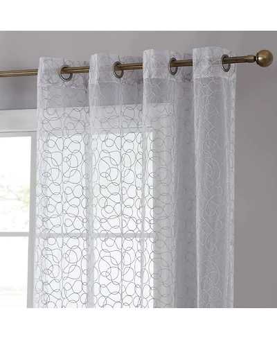 Hlc.me Audrey Embroidered Premium Soft Decorative Sheer Voile Light Filtering Grommet Window Treatment Curtain Drapery Panels for Bedroom & Living Roo