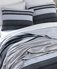Nautica Ardmoore Grey Cotton Reversible 3-Piece Quilt Set, King