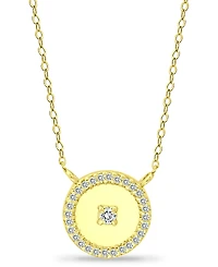 Giani Bernini Cubic Zirconia Polished Halo Pendant Necklace in 18k Gold-Plated Sterling Silver, 16" + 2" extender, Created for Macy's