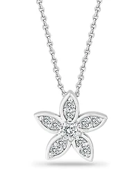 Giani Bernini Cubic Zirconia Star Flower Pendant Necklace in Sterling Silver, 16" + 2", Created for Macy's