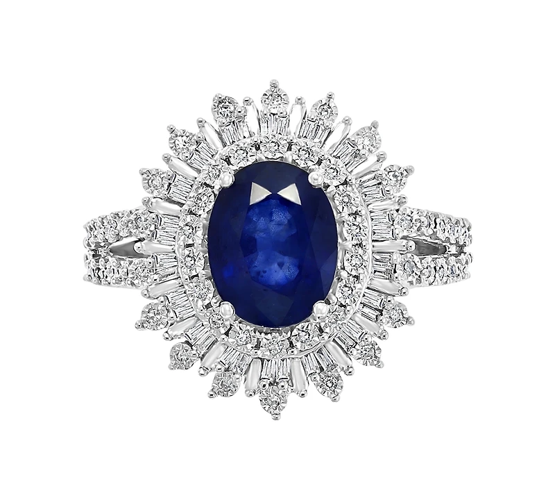 Effy Ruby (1-7/8 ct. t.w.) & Diamond (1/4 Halo Statement Ring 14k White Gold (Also Sapphire and Emerald)