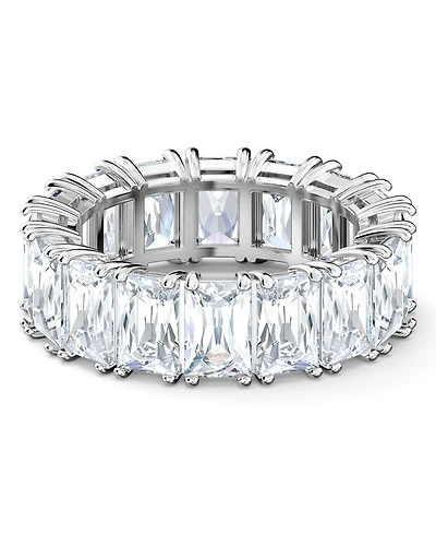 Swarovski Silver-Tone Baguette-Crystal Wide Ring