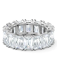 Swarovski Silver-Tone Baguette-Crystal Wide Ring