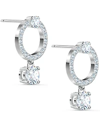 Swarovski Silver-Tone Crystal Circle & Charm Drop Earrings