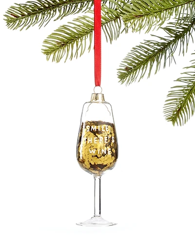 Holiday Lane Foodie Collection Sequin Wine Glass Ornament, Exclusively at Macy's