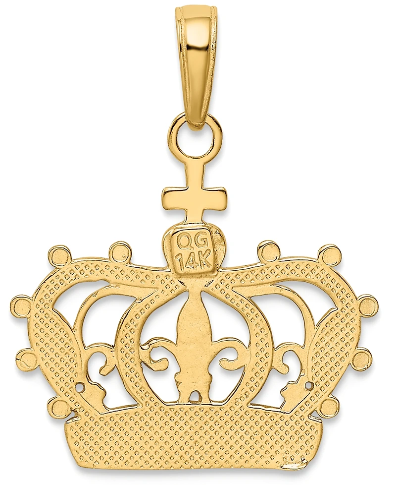 Sovereign Crown Charm Pendant in 14k Gold & White Rhodium Plated
