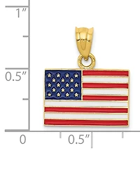 Usa Flag Charm Pendant in 14k Yellow Gold & Enamel
