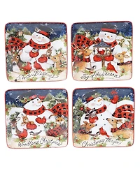 Certified International Magic of Christmas Snowman 4 Piece Canape Plate