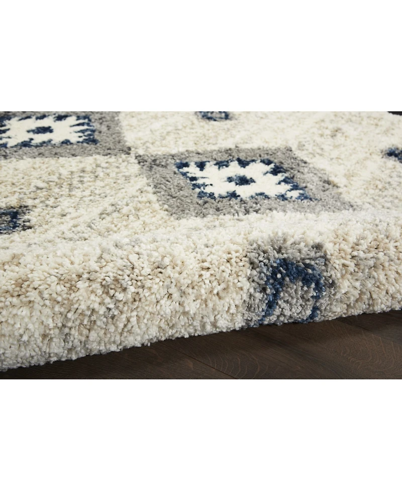 Nourison Home Oslo Shag OSL03 Ivory and Blue 4' x 6' Area Rug