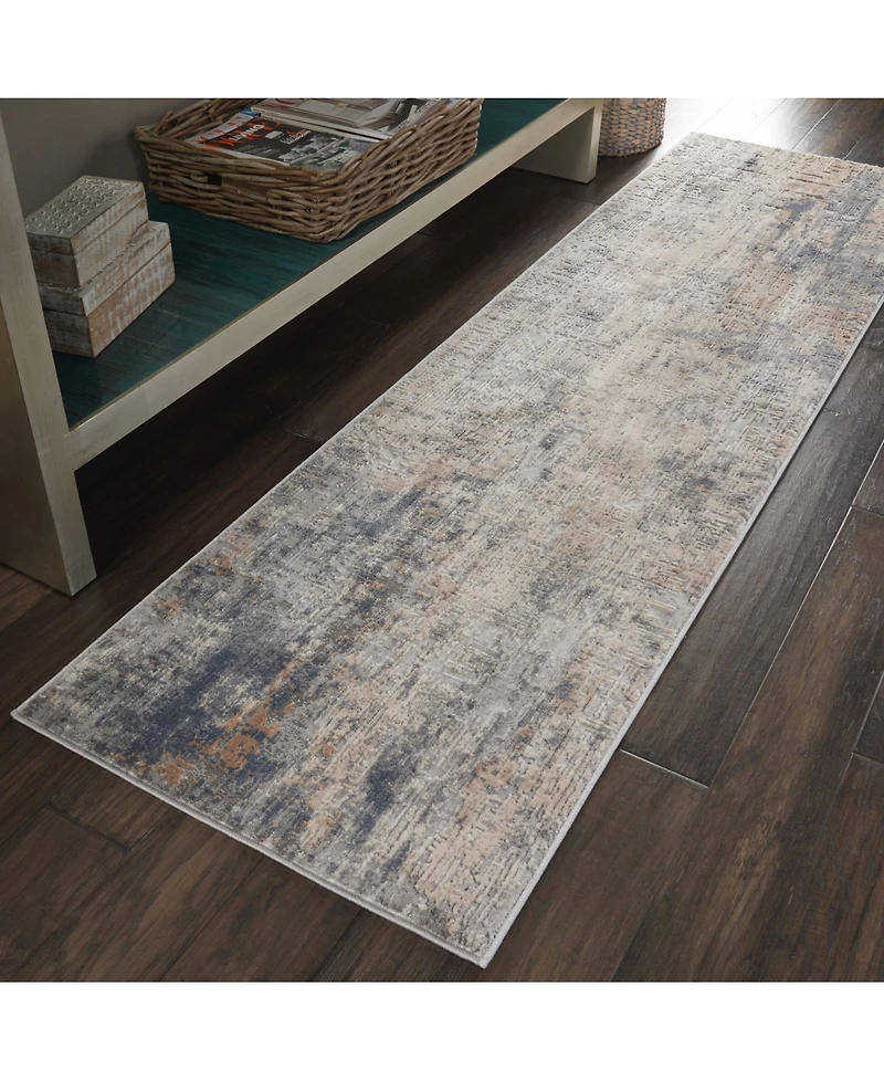 Nourison Home Rustic Textures RUS01 Gray and Beige 2'2" x 7'6" Runner Rug
