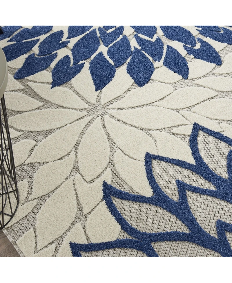 Nourison Home Aloha ALH05 Ivory and Navy 7'10" x 10'6" Outdoor Area Rug