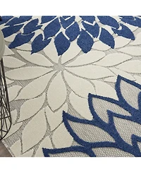 Nourison Home Aloha ALH05 Ivory and Navy 7'10" x 10'6" Outdoor Area Rug