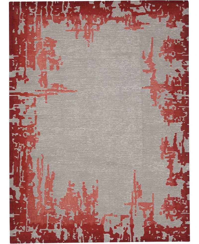 Nourison Home Symmetry SMM02 Beige and Red 3'9" x 5'9" Area Rug