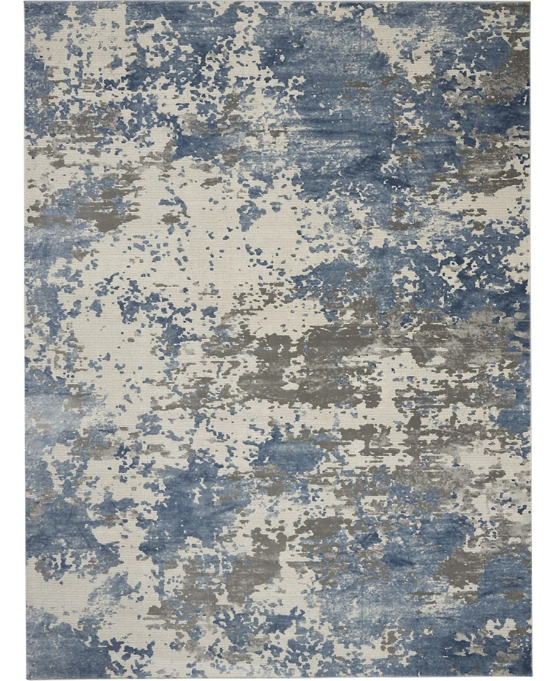 Nourison Home Rustic Textures RUS08 Gray and Blue 7'10" x 10'6" Area Rug