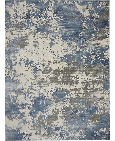 Nourison Home Rustic Textures RUS08 Gray and Blue 7'10" x 10'6" Area Rug