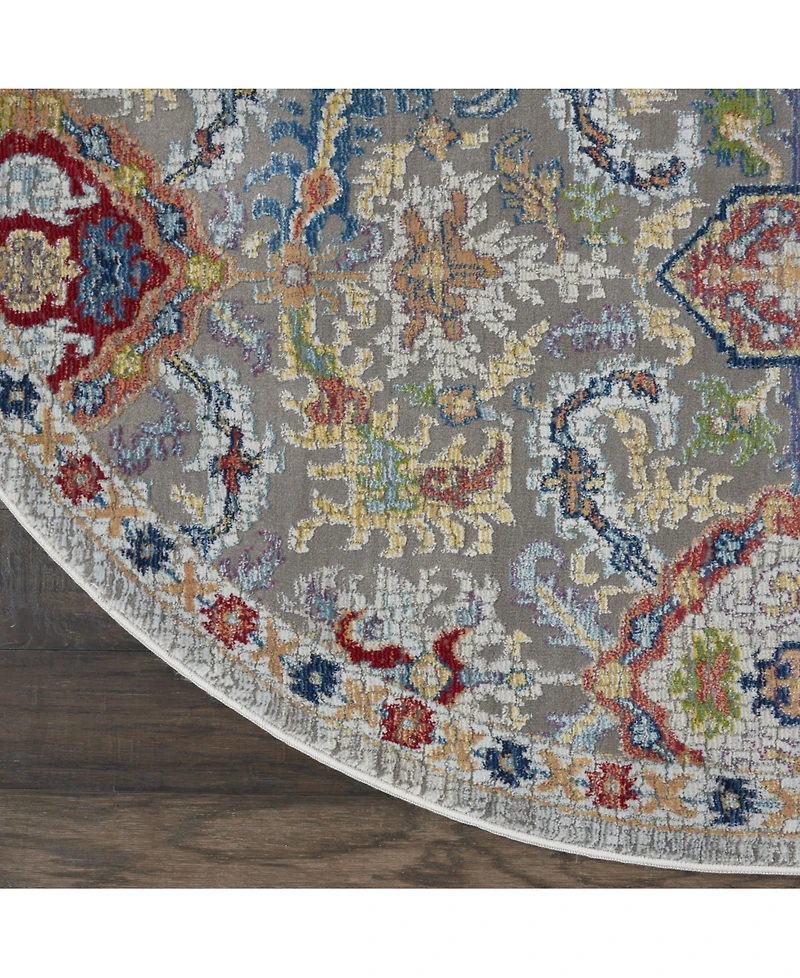 Nourison Home Ankara Global ANR12 Gray and Multi 6' Round Rug