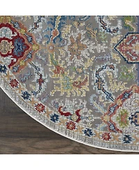 Nourison Home Ankara Global ANR12 Gray and Multi 6' Round Rug