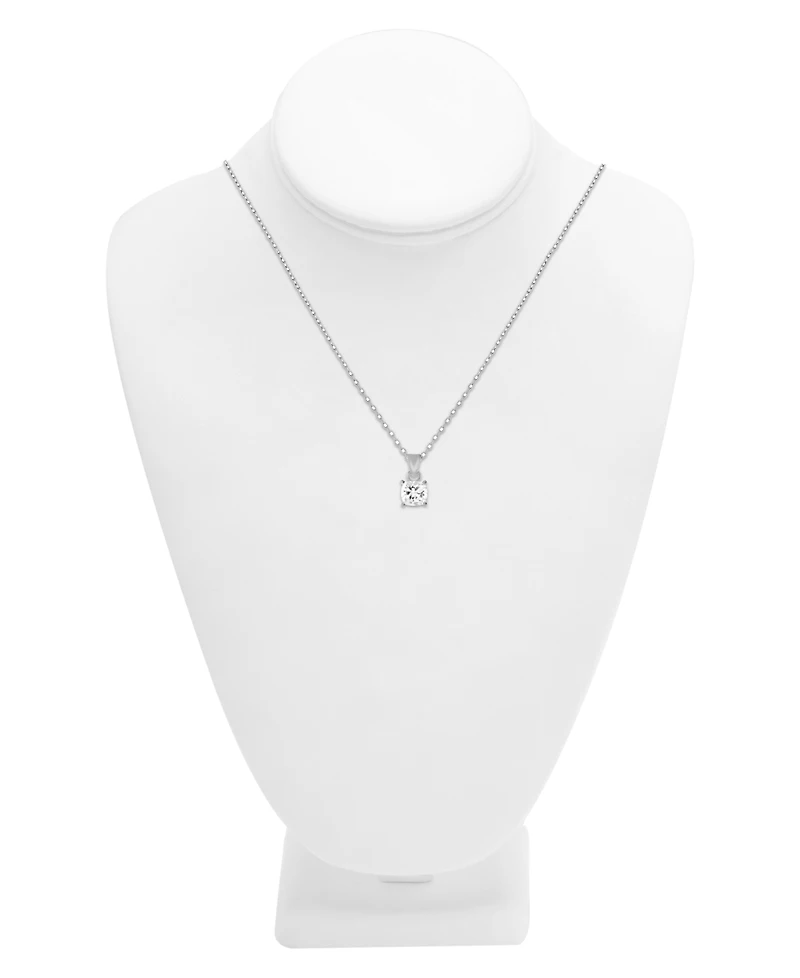 And Now This Cubic Zirconia Solitaire Pendant Necklace, 16" + 2" extender in Gold Plate