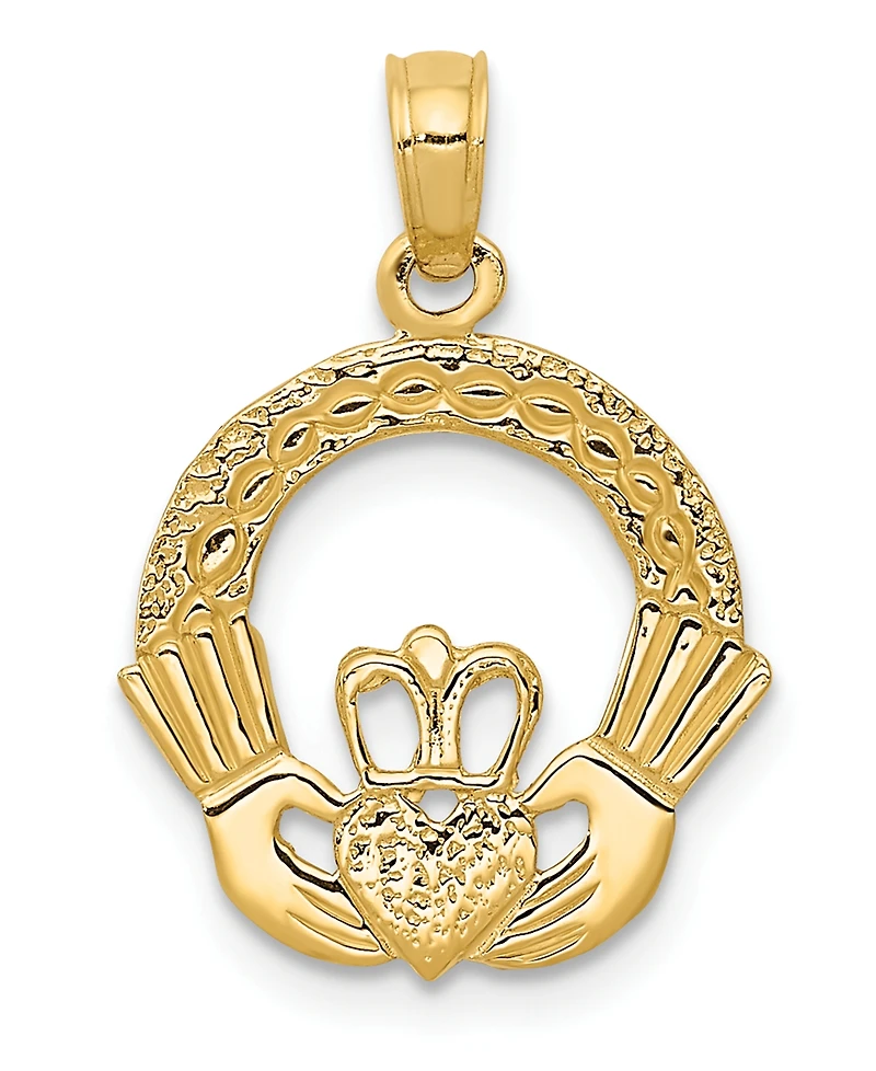 Claddagh Charm Pendant in 14K Yellow Gold