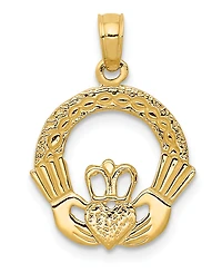 Claddagh Charm Pendant in 14K Yellow Gold
