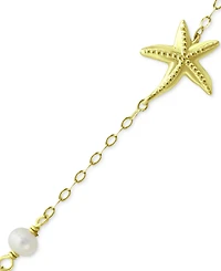 Giani Bernini Cultured Freshwater Pearl (4mm) & Starfish Ankle Bracelet 18k Gold-Plated Sterling Silver, Created for Macy's