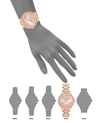 Anne Klein Women's Rose Gold-Tone & Pink Marble Acrylic Bracelet Watch 37mm