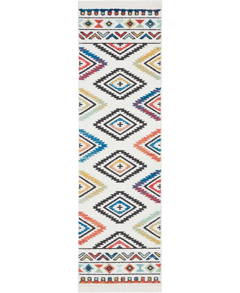 Nourison Home Navajo NAV06 White 2'2" x 7'9" Runner Rug