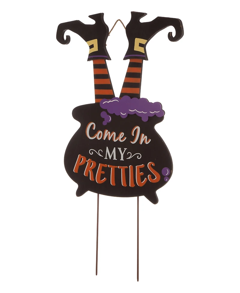 Glitzhome Halloween Wooden Witch Yard Stake