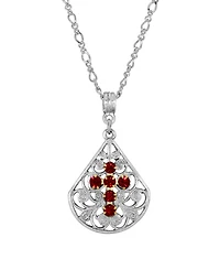 2028 Pewter Fan Light Green Crystal Cross 16" Adjustable Necklace