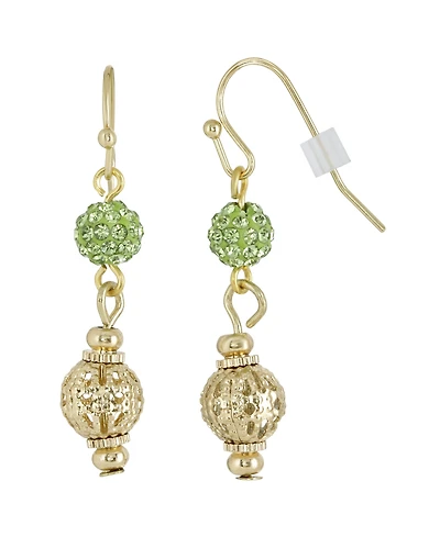 2028 Gold-Tone Green Fireball and Filigree Drop Earrings