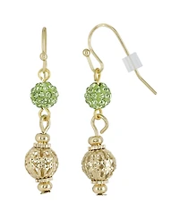 2028 Gold-Tone Green Fireball and Filigree Drop Earrings