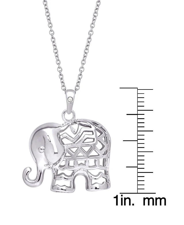 Shop Macy's Diamond Accent Silver-plated Elephant Pendant Necklace - Main Image