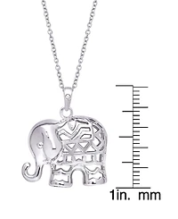 Macy's Diamond Accent Silver-plated Elephant Pendant Necklace