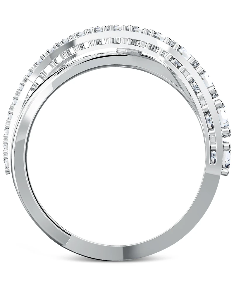 Swarovski Silver-Tone Crystal Twist Double-Row Ring