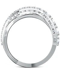 Swarovski Silver-Tone Crystal Twist Double-Row Ring