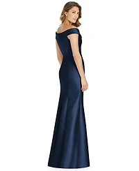 Alfred Sung Off-The-Shoulder Satin Gown